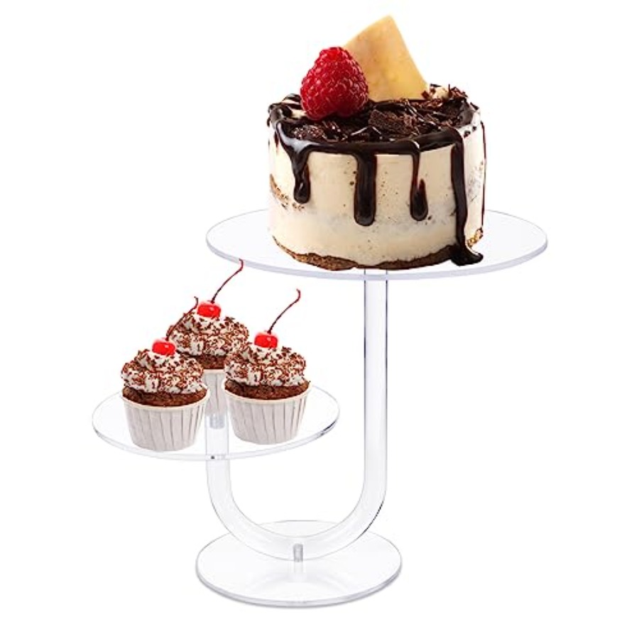 Cupcake Stand Tier - ชั้นวางเค้กอะคริลิคใส 2 ชั้น สำหรับจัดแสดงคัพเค้ก ขนมหวาน และของหวานอื่นๆ