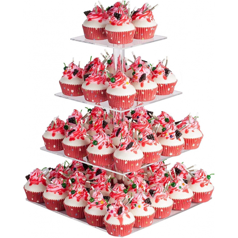 Cupcake Stand Tier - ชั้นวางคัพเค้กอะคริลิค 4 ชั้น YestBuy, ที่วางคัพเค้กระดับพรีเมียม, ชั้นวางคัพเค้กแบบทาวเวอร์,