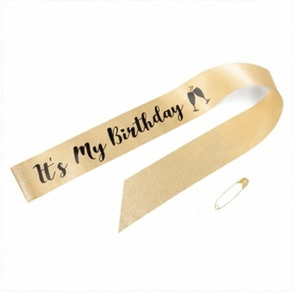Birthday Sash Glitter - 1 ชิ้น สายสะพายไหล่ผ้ากลิตเตอร์สำหรับงานวันเกิด ดีไซน์ตัวอักษร ไม่ซีดจาง ของชำร่วยงานปาร์ตี้