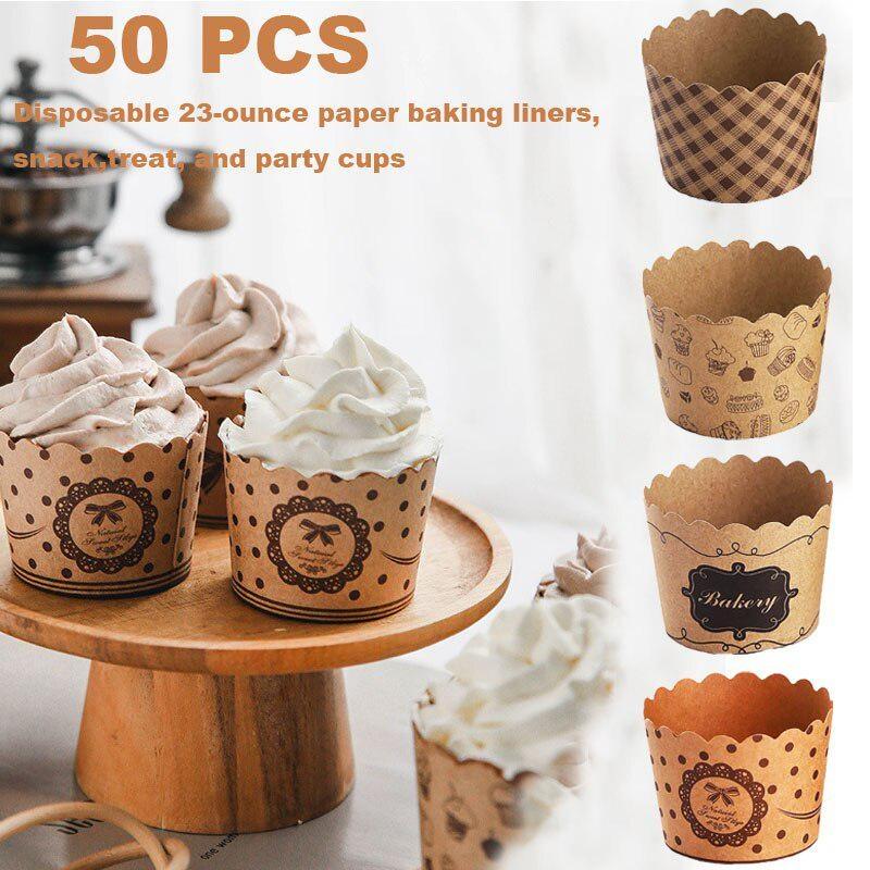 Event Suppliers - 50 ชิ้น/แพ็ค Cupcake ถ้วยกระดาษ Wrapper ชุดถ้วยเบเกอรี่เบเกอรี่อุปกรณ์งานแต่งงานแม่พิมพ์เค้กมัฟฟิน