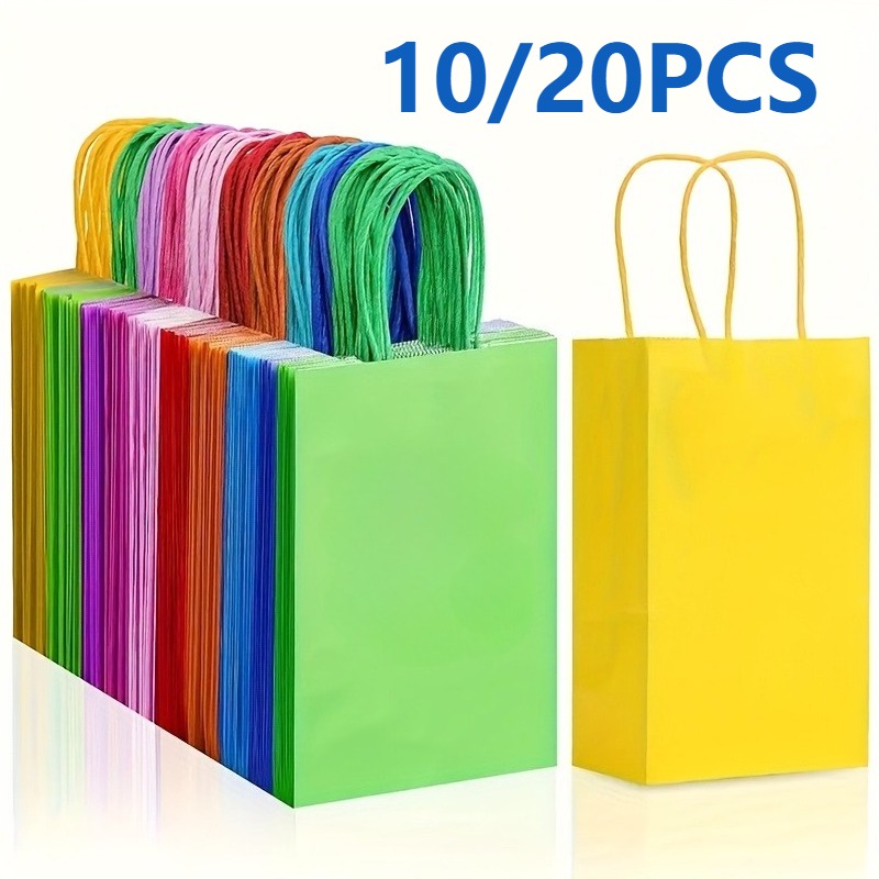 Event Party Shop - 10/20PCS ถุงกระดาษคราฟท์สีสันสดใสหลายสีต่างๆ ตัวเลือกถุงช้อปปิ้งขนม DIY ของขวัญวันหยุดฮาโลวีนอุปกรณ์คริสต์มาส