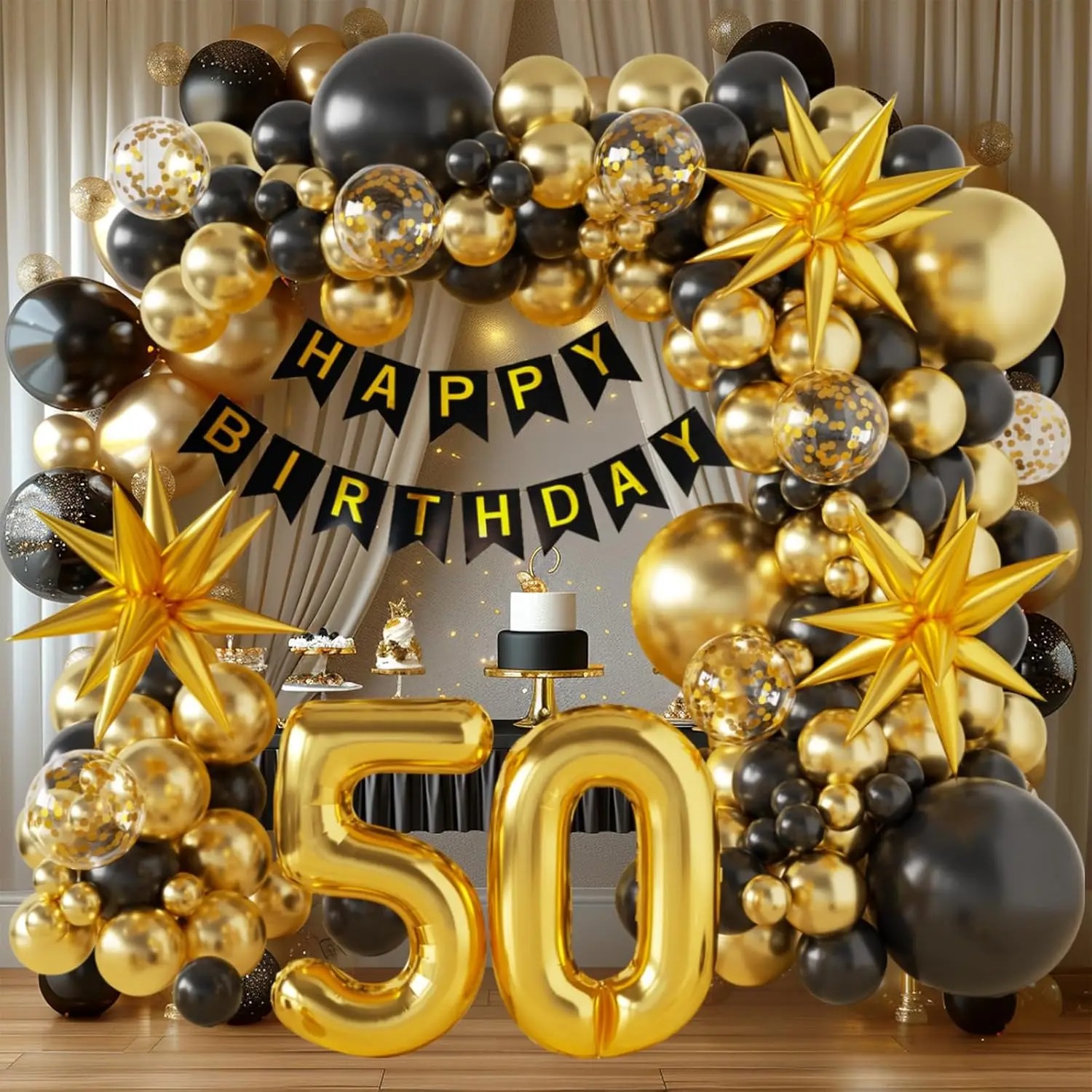 ชุดตกแต่งวันเกิดครบรอบ 40/50/6 - Party Banner Gold บทวิจารณ์และราคา