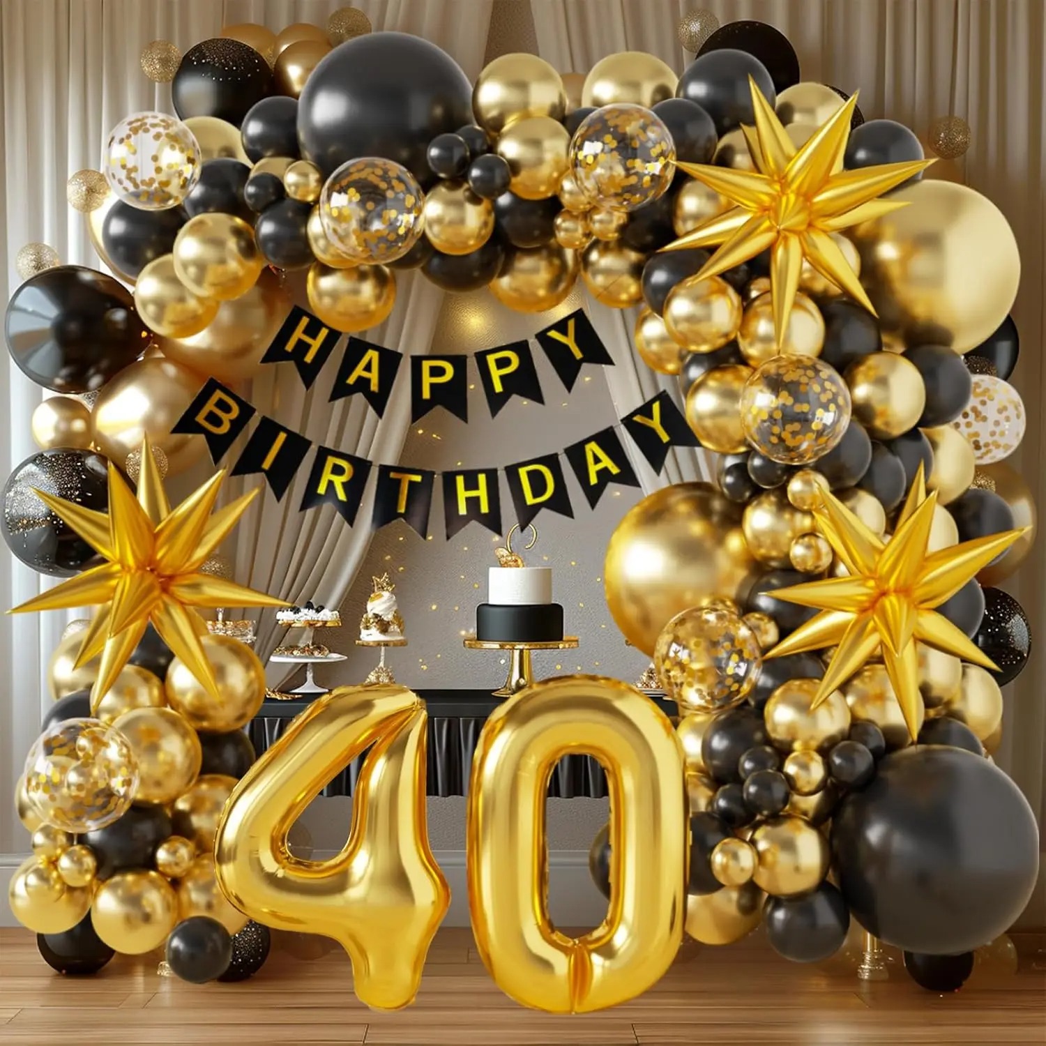 ชุดตกแต่งวันเกิดครบรอบ 40/50/6 - Party Banner Gold บทวิจารณ์และราคา