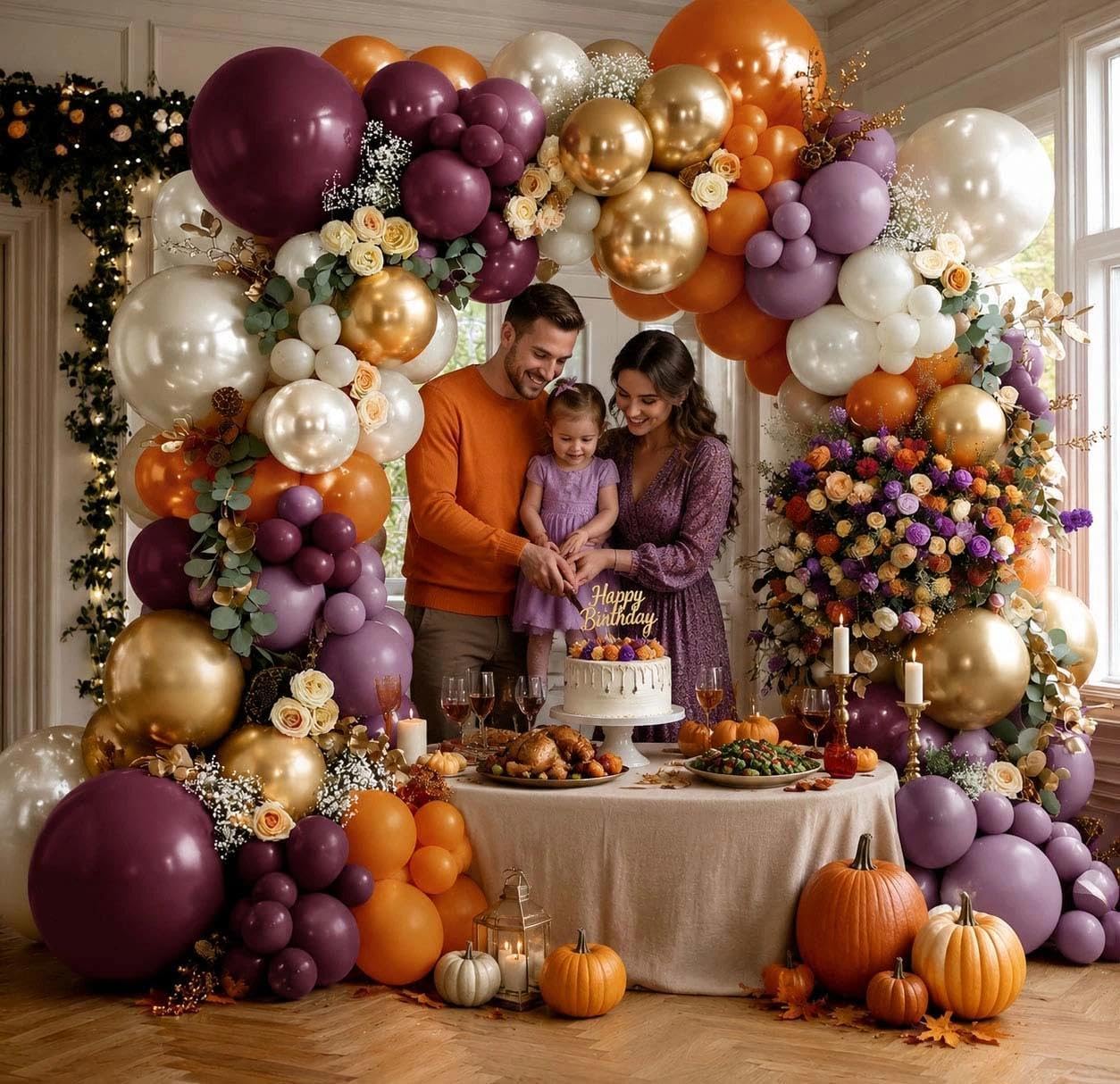ชุดซุ้มลูกโป่งสีม่วงส้ม บรรจุล - Balloon Arch Kit บทวิจารณ์และราคา