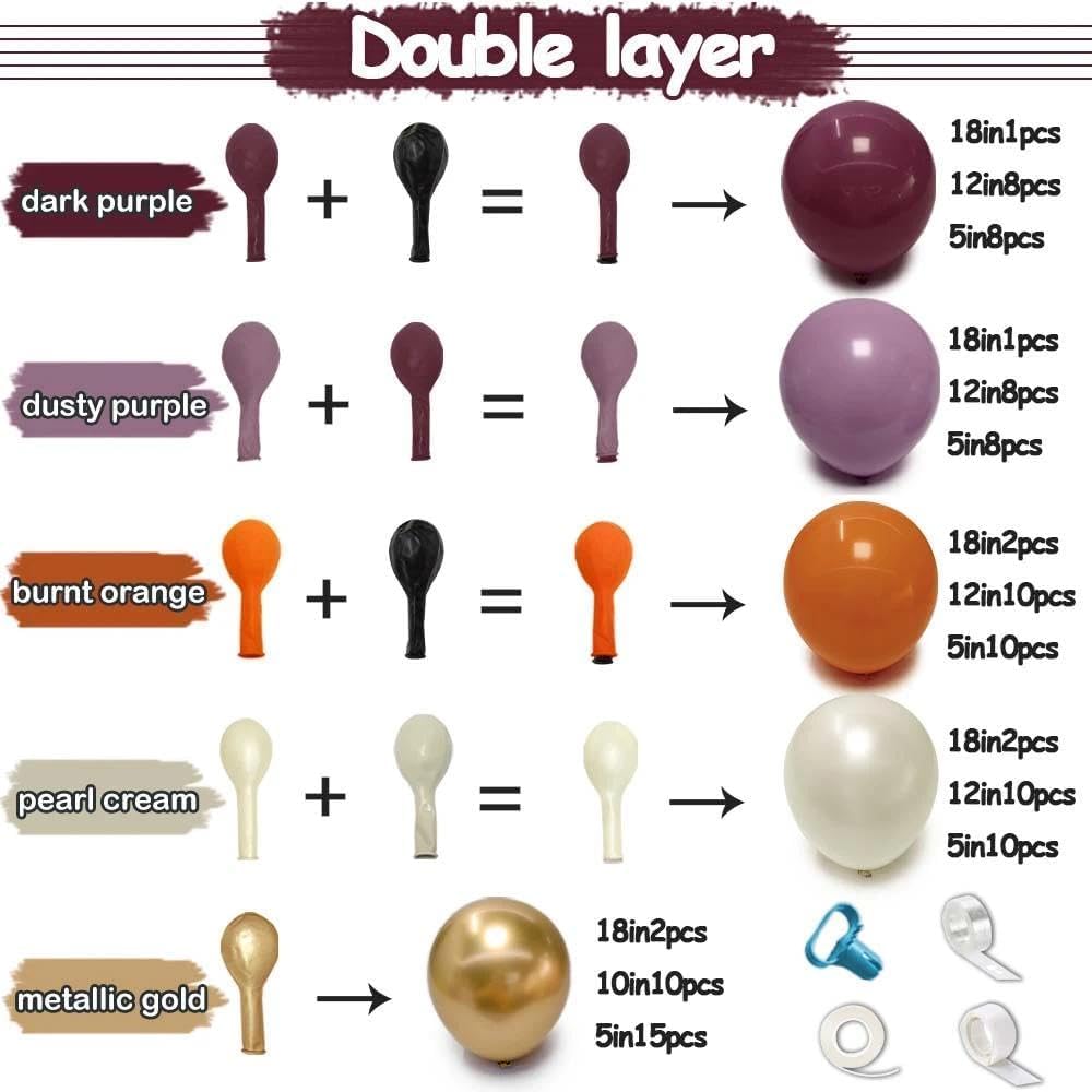 ชุดซุ้มลูกโป่งสีม่วงส้ม บรรจุล - Balloon Arch Kit บทวิจารณ์และราคา