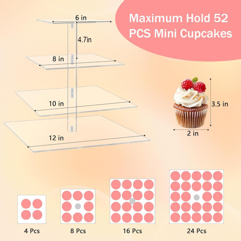 ชั้นวางคัพเค้กอะคริลิค 4 ชั้น  - Cupcake Stand Tier บทวิจารณ์และราคา