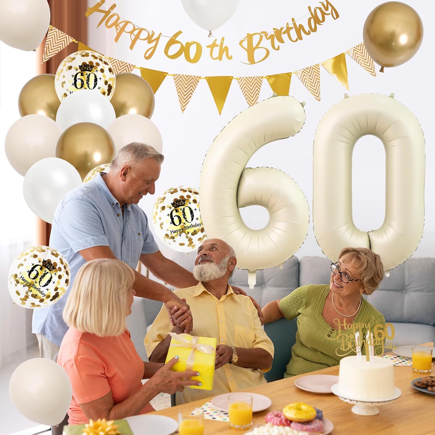 ของตกแต่งวันเกิดครบรอบ 60 ปี ส - Party Banner Gold บทวิจารณ์และราคา