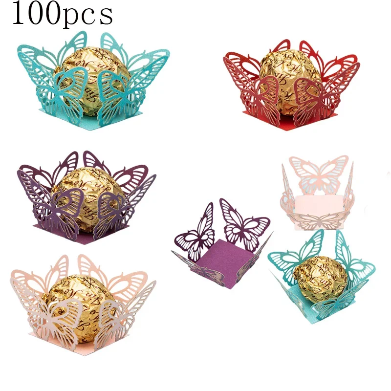 100pcs ผีเสื้อเลเซอร์ตัดกล่องข - Event Party Box บทวิจารณ์และราคา