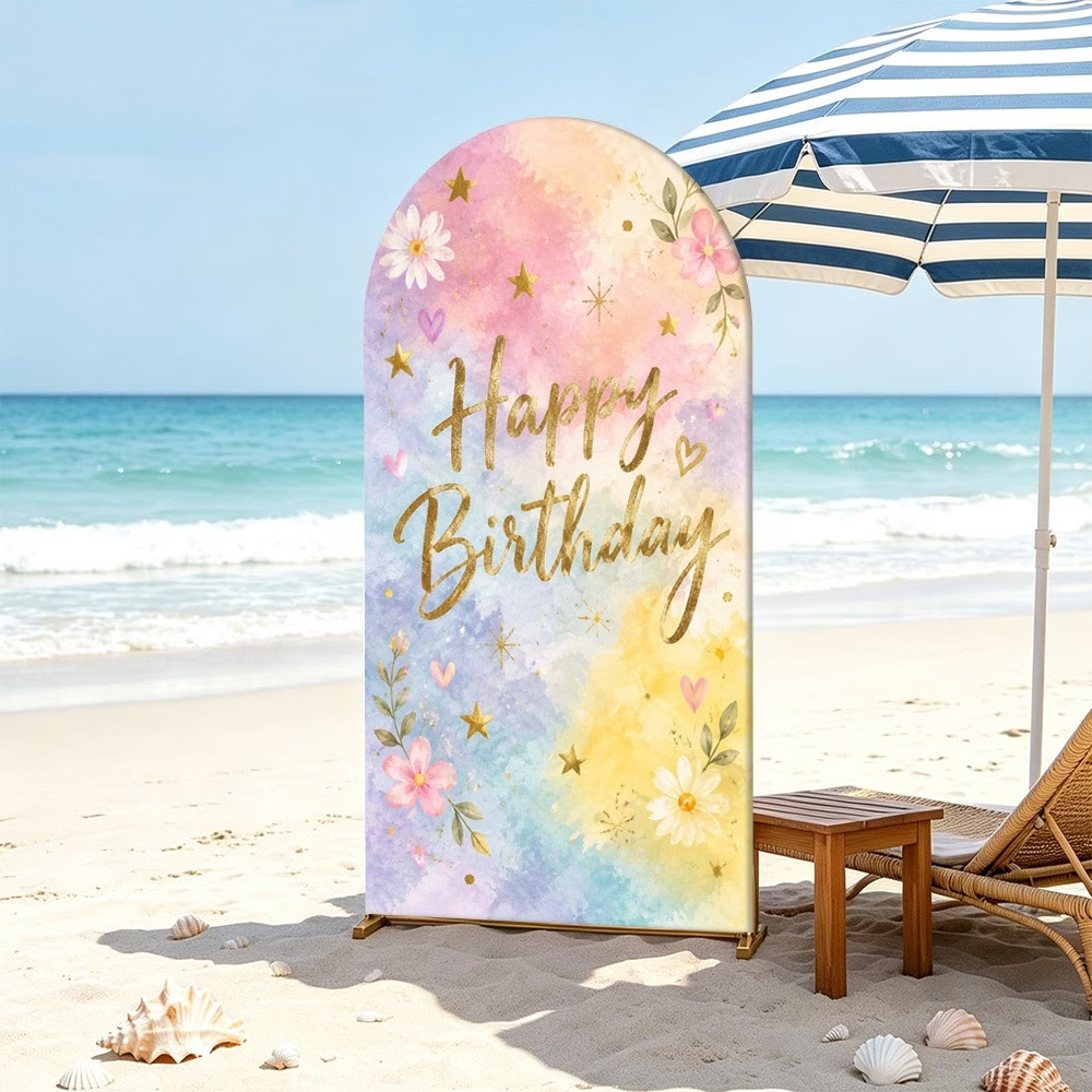 ฉากหลังวันเกิดธีมสีน้ำลายดอกไม - Dessert Table Backdrop บทวิจารณ์และราคา