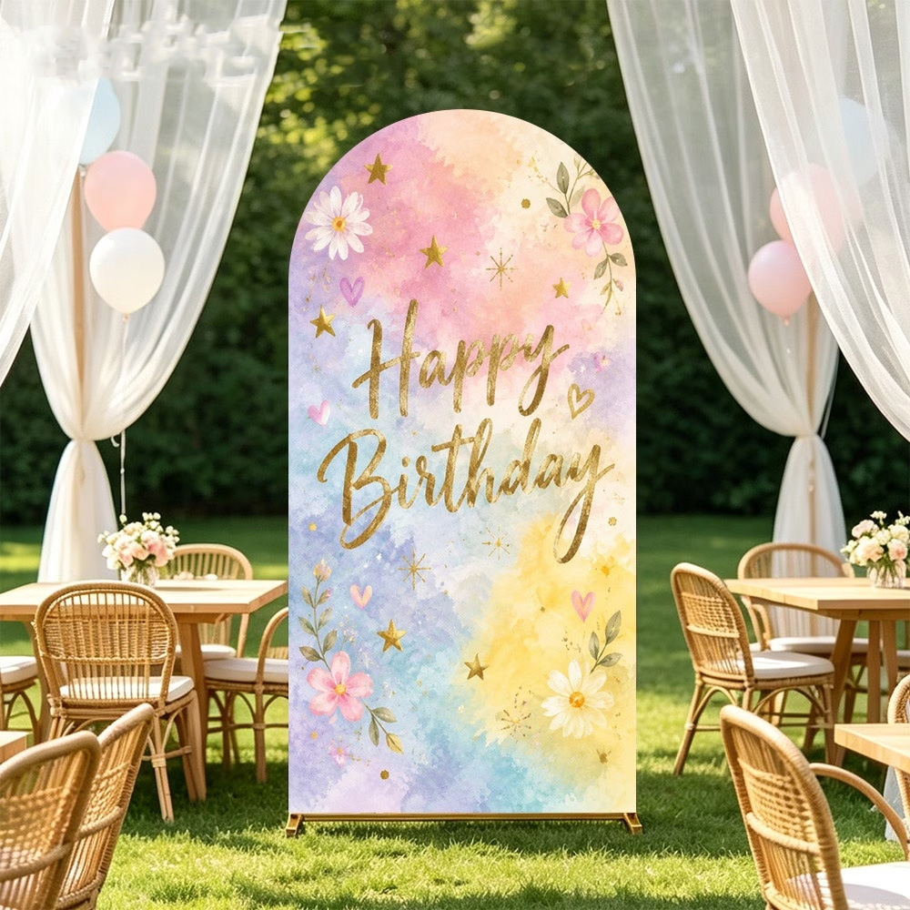 ฉากหลังวันเกิดธีมสีน้ำลายดอกไม - Dessert Table Backdrop บทวิจารณ์และราคา