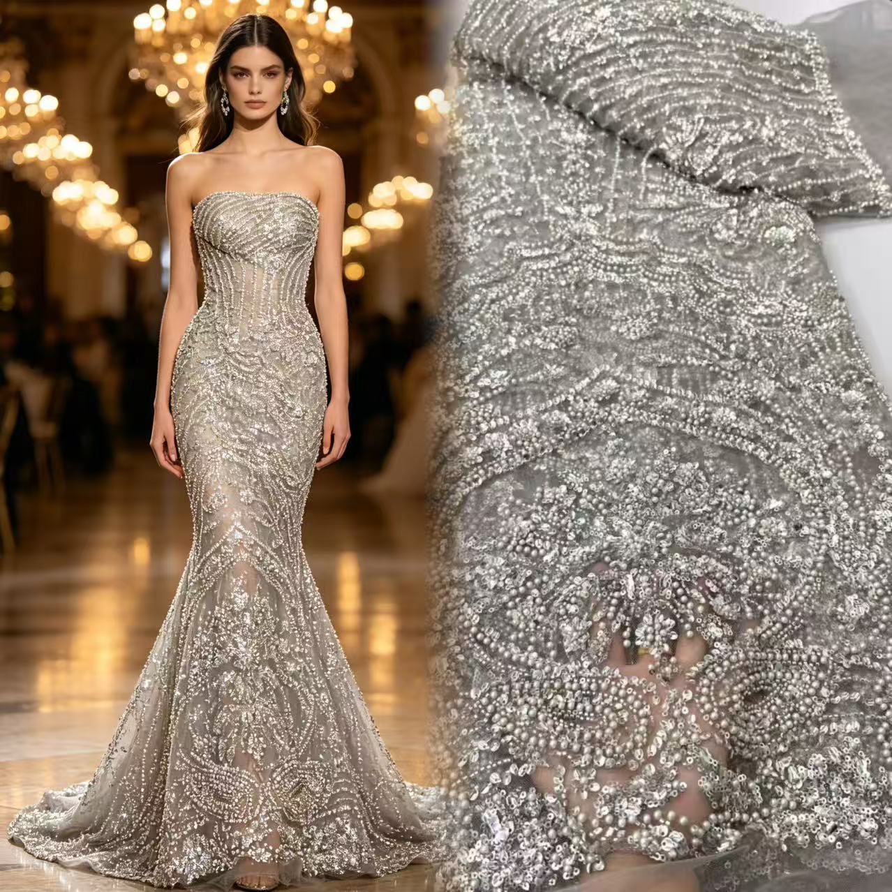 ผ้าลูกไม้ฝรั่งเศสเนื้อทูลล์หรู - Glitter Tablecloth บทวิจารณ์และราคา